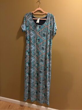 ⭐️⭐️Boho-Print Teal Maxi Dress - Women